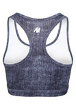 Gorilla Wear Camilla Zip-Front Sports Bra - Blue Denim