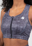 Gorilla Wear Camilla Zip-Front Sports Bra - Blue Denim