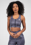 Gorilla Wear Camilla Zip-Front Sports Bra - Blue Denim