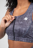 Gorilla Wear Camilla Zip-Front Sports Bra - Blue Denim