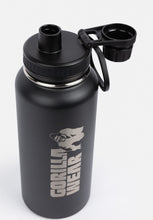 Lataa kuva Galleria-katseluun, Gorilla Wear Insulated Stainless Steel Water Bottle 1000ML - Musta
