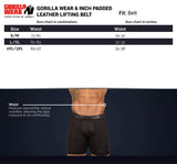 Gorilla Wear 6" Pehmustettu Nahkainen Nostovyö
